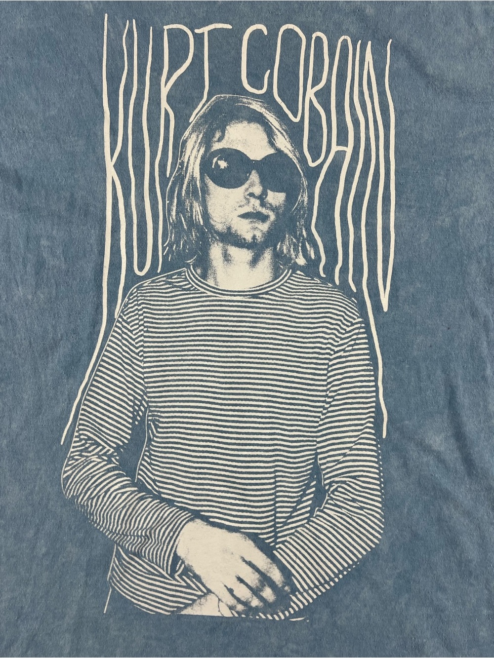 H&M Kurt Cobain Nirvana Blue Mineral Wash Graphic Tee - Picture 2 of 6